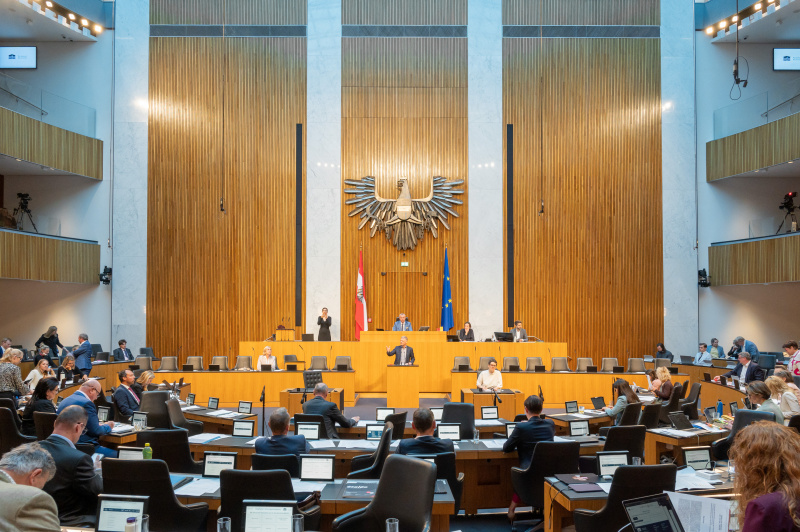 Am Redner:innenpult Nationalratsabgeordneter Andreas Hanger