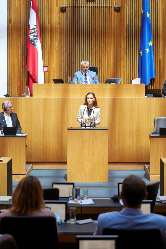 Am Redner:innenpult Nationalratsabgeordnete Susanne Fürst (FPÖ)