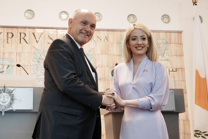 Von links: Nationalratspräsident Sobotka (ÖVP), President of the House of Representatives Annita Demetriou