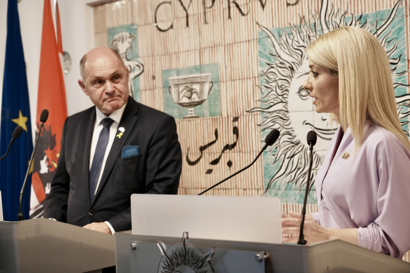 Pressekonferenz. Nationalratspräsident Sobotka (ÖVP), President of the House of Representatives Annita Demetriou