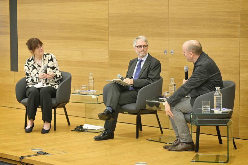Discussion. From left: Emma Crewe, Christoph Konrath, Laurenz Ennser-Jedenastik