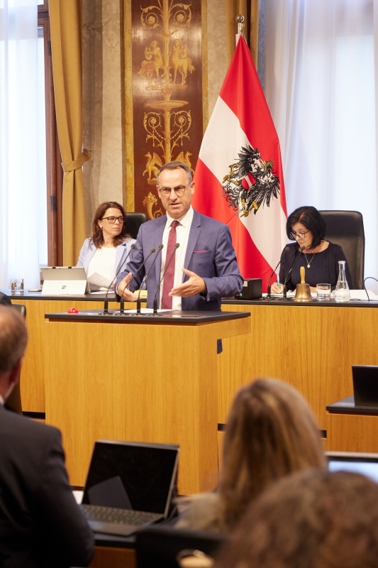 Am Redner:innenpult Bundesrat Dominik Reisinger (SPÖ)