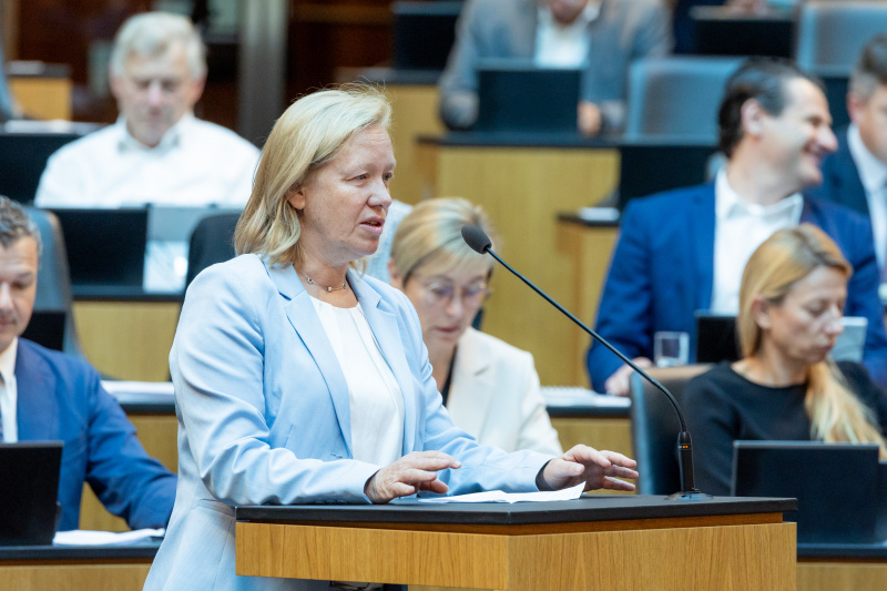 Am Redner:innenpult Nationalratsabgeordnete Verena Nußbaum (SPÖ)