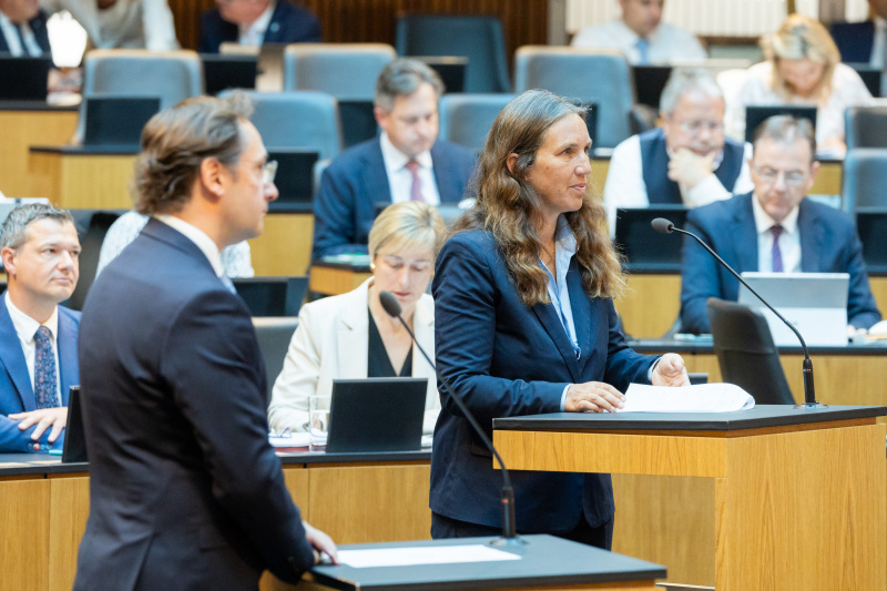 Am Redner:innenpult Nationalratsabgeordnete Ulrike Fischer (GRÜNE)