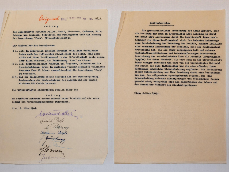 Antrag Frauentitelgesetz und Motivenbericht