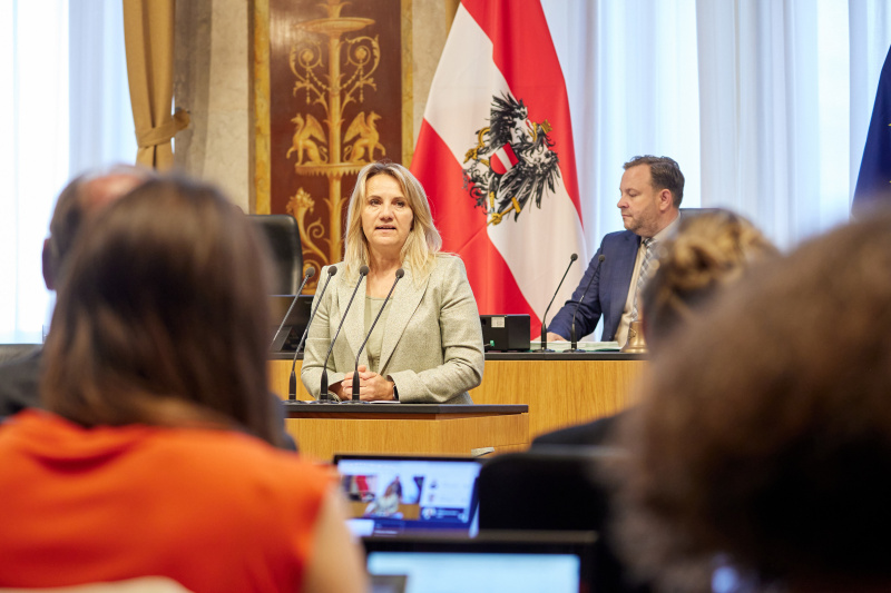 Am Redner:innenpult Bundesrätin Johanna Miesenberger (ÖVP)