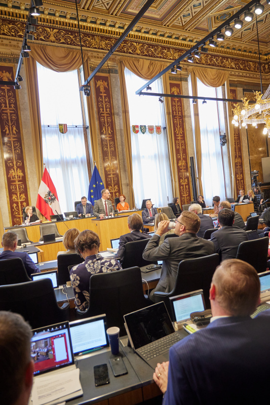 Am Redner:innenpult Vizepräsident des Bundesrates Dominik Reisinger (SPÖ)