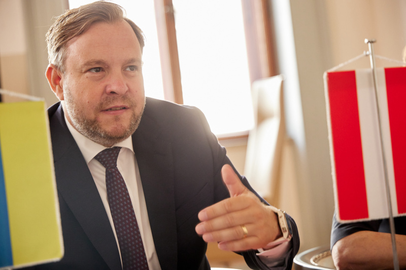 Arbeitsgespräch. Bundesratspräsident Franz Ebner (ÖVP)