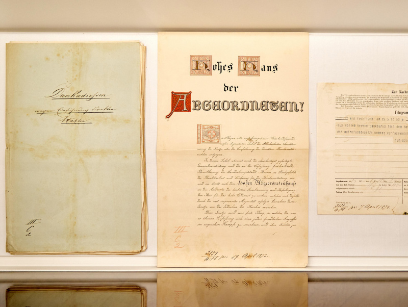 Dokumente anlässlich der Einführung der direkten Wahl im Jahr 1873.