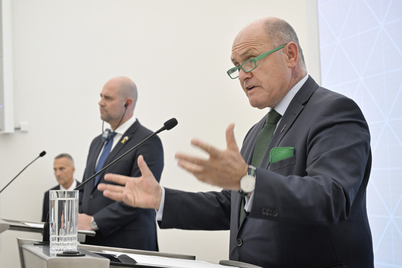 Pressestatement. Von links: Präsident der israelischen Knesset Amir Ohana, Nationalratspräsident Wolfgang Sobotka (ÖVP)