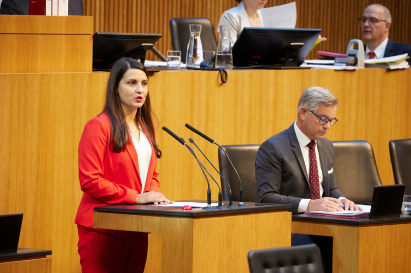 Am Redner:innenpult Nationalratsabgeordnete Meri Disoski (GRÜNE)