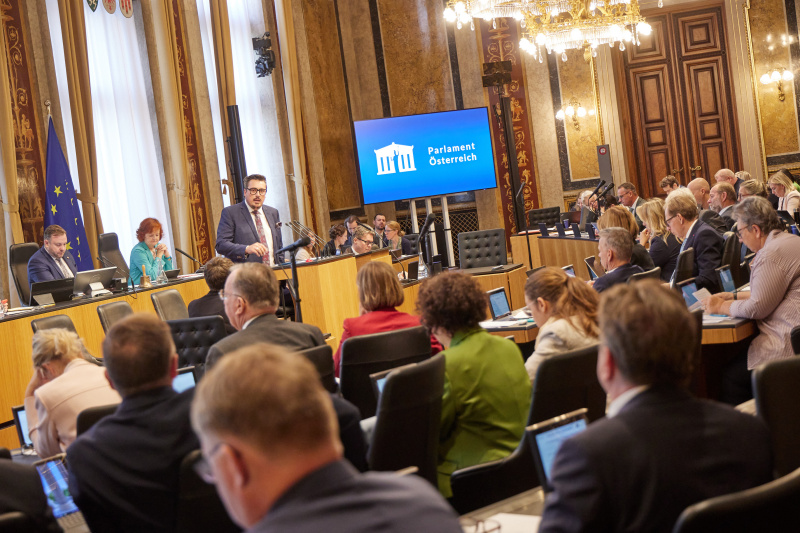 Am Redner:innenpult Vorsitzender der Bundesratsfraktion Christoph Steiner (FPÖ)