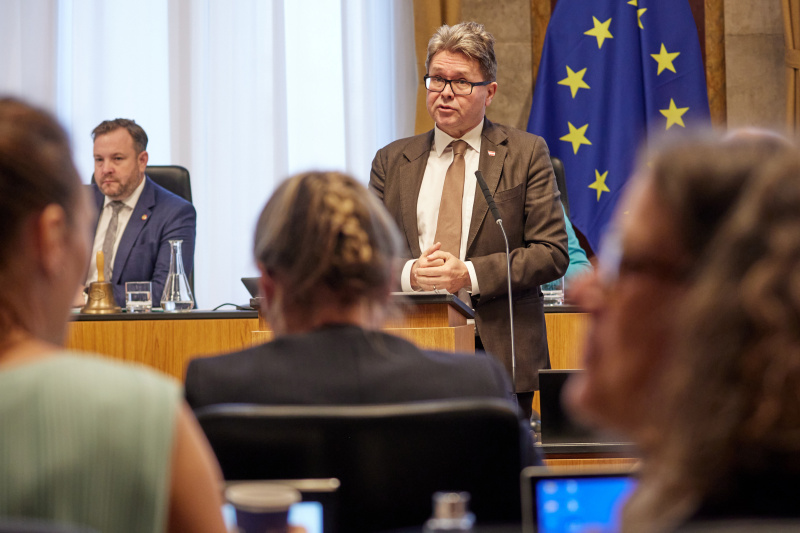 Rede. Bildungsminister Martin Polaschek (ÖVP)