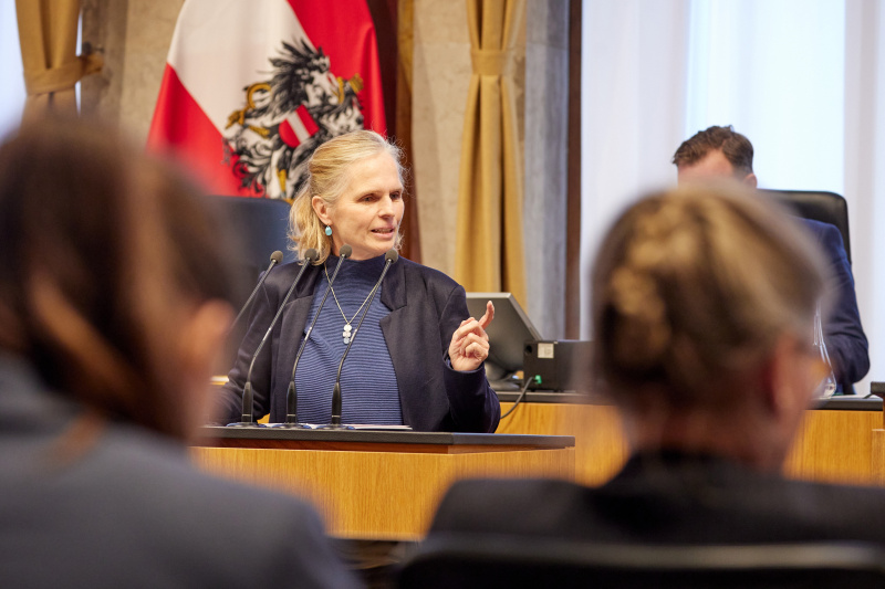 Am Redner:innenpult Bundesrätin Daniela Gruber-Pruner (SPÖ)
