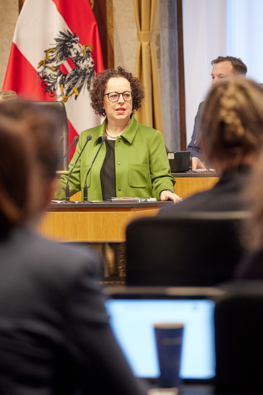 Am Redner:innenpult Bundesrätin Christine Schwarz-Fuchs (ÖVP)