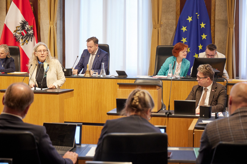 Am Redner:innenpult Bundesrätin Simone Jagl (GRÜNE)