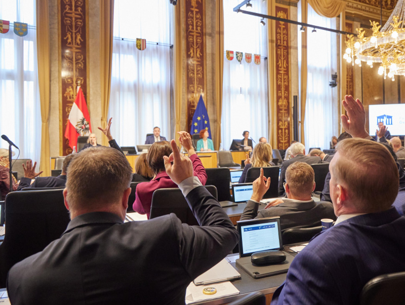 Abstimmung im Plenum durch Hand heben