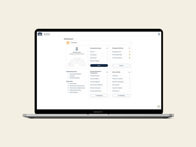 Mockup Fießtext 1 - ZAPP (Zentrale Anwendung für Personen im Parlament) 