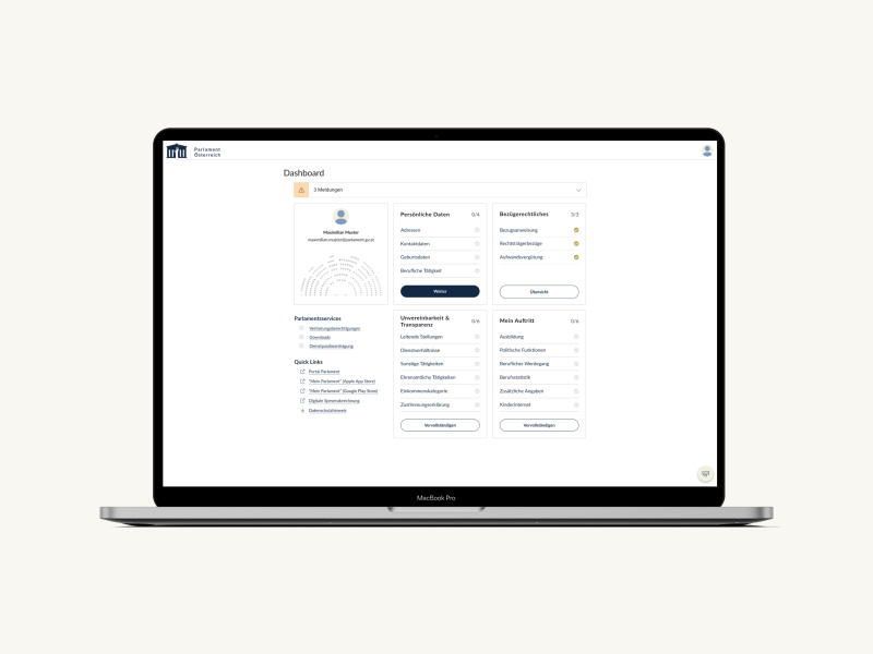 Mockup Teaser - ZAPP (Zentrale Anwendung für Personen im Parlament) 