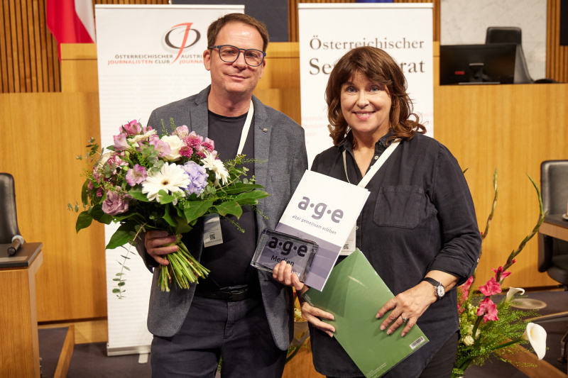 Von links: Gewinner Kategorie 1 Medien: Georg Fabjan (ORF Vorarlberg), Martina Rupp