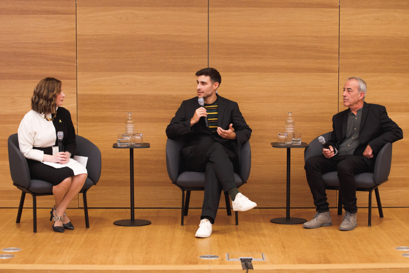 From left: Rifka Junger, Tobias Brossmann (Great-grandson of the photographer Richard Finali, whose personal story is presented in the exhibition), Michael Tal (Curator of the exhibition)