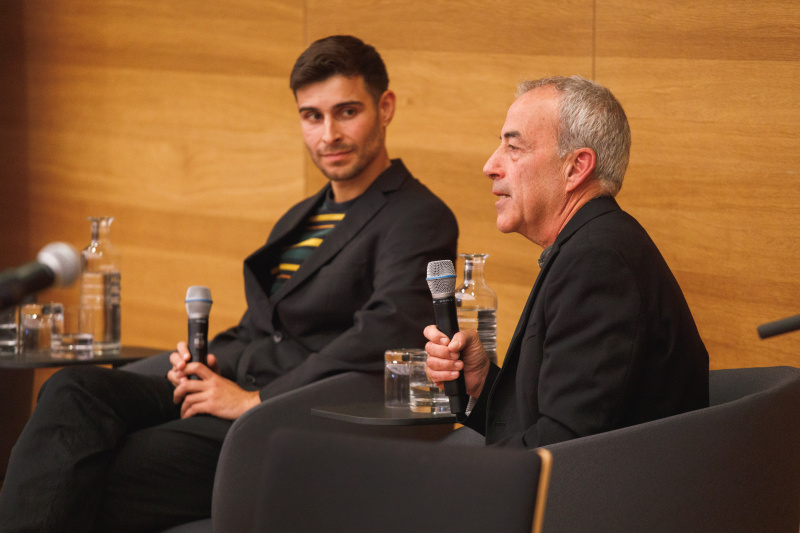 From left: Tobias Brossmann (Great-grandson of the photographer Richard Finali, whose personal story is presented in the exhibition), Michael Tal (Curator of the exhibition)