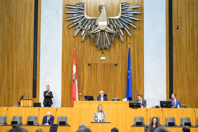 Am Redner:innenpult: Nationalratsabgeordnete Dagmar Belakowitsch (FPÖ)