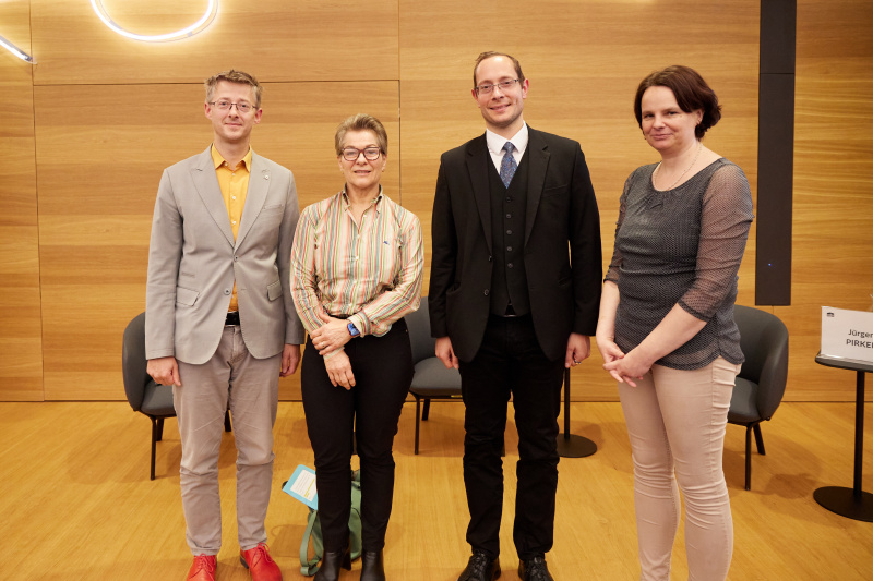 Von links: Börries Kuzmany Universität Wien, Marija Wakounig Universität Wien, Jürgen Pirker Universität Graz, Karin Schneider Parlamentsdirektion