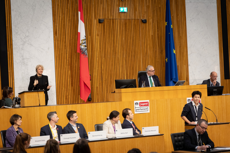 Schüler:in am Redner:innenpult