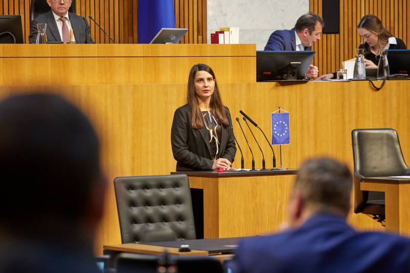 Am Redner:innenpult Nationalratsabgeordnete Meri Disoski (GRÜNE)