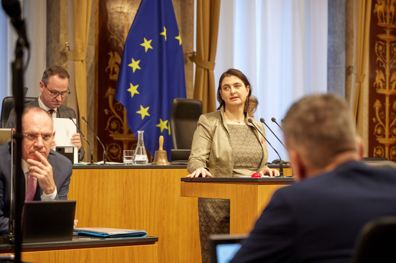 Am Redner:innenpult Bundesrätin Manuela-Anna Sumah-Vospernik (NEOS)