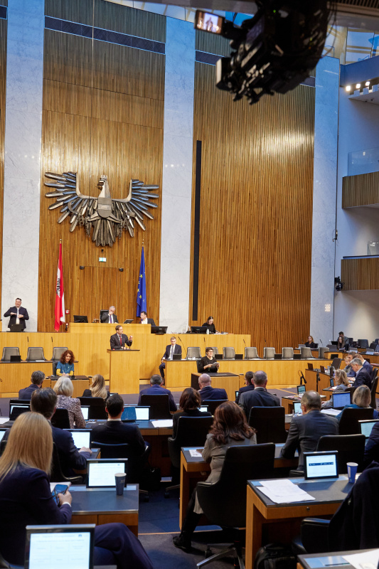 Am Redner:innenpult Nationalratsabgeordneter Kai Jan Krainer (SPÖ)