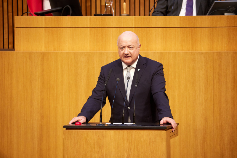 Am Redner:innenpult Nationalratsabgeordneter Christian Stocker (ÖVP)