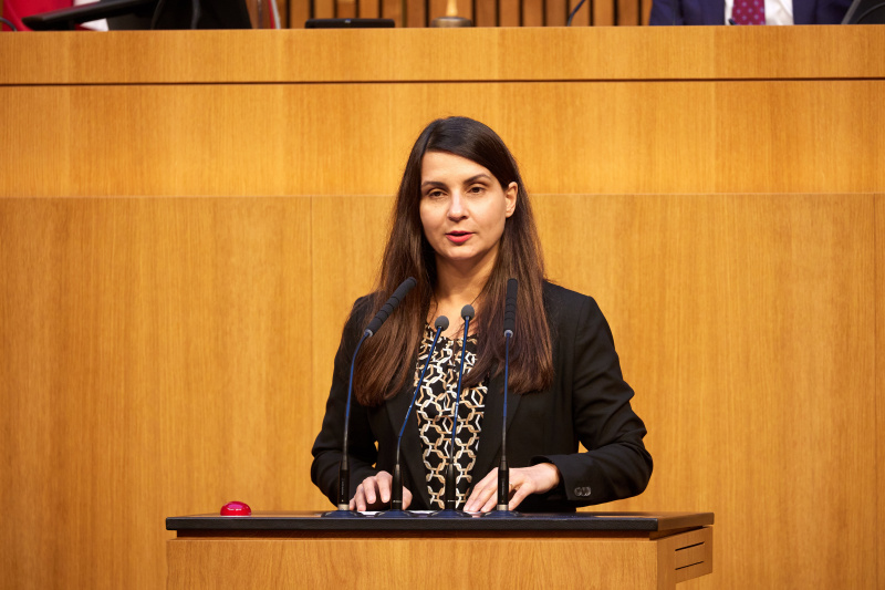 Am Redner:innenpult Nationalratsabgeordnete Meri Disoski (GRÜNE)