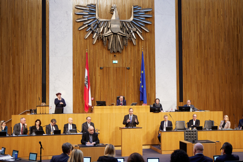 Am Redner:innenpult Nationalratsabgeordneter Christian Hafenecker (FPÖ)