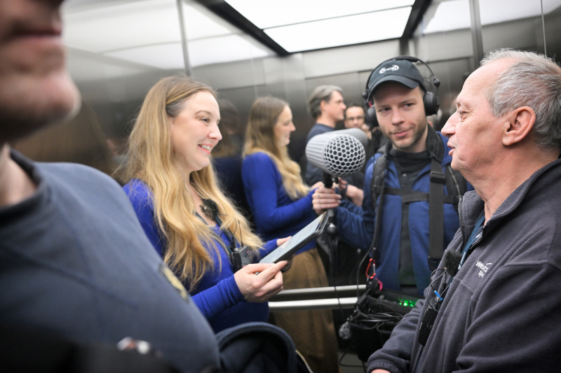 Von links: Podcast Host Tatjana Lukáš, Tonmeister, Josef Bierbaumer