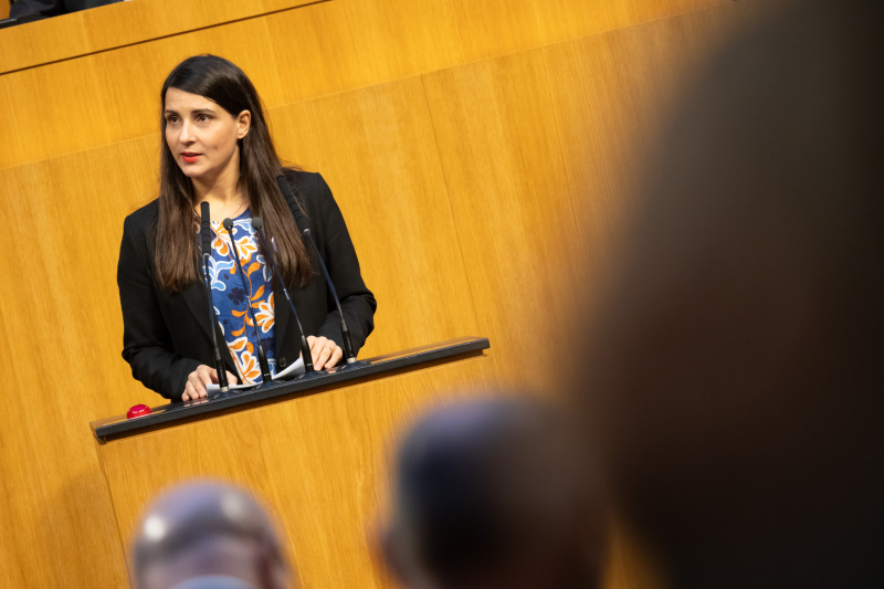 Am Redner:innenpult Nationalratsabgeordnete Meri Disoski (GRÜNE)