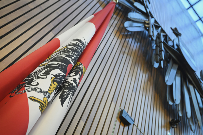 11. Sitzung des Nationalrates in der 28. Gesetzgebungsperiode - Österreich Fahne und Adler