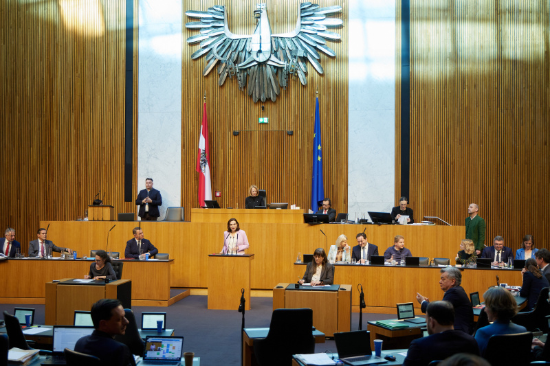 Am Redner:innenpult Nationalratsabgeordnete Alma Zadić (GRÜNE)