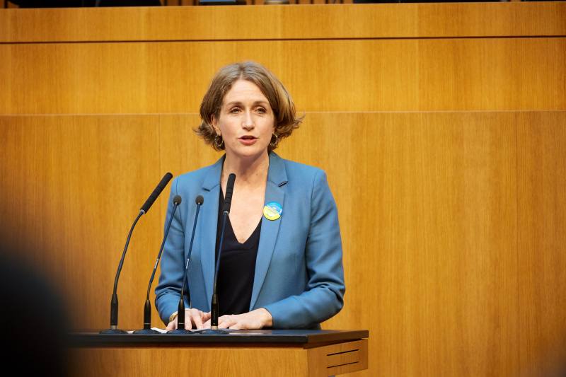 Am Redner:innenpult Nationalratsabgeordnete Stefanie Krisper (NEOS)