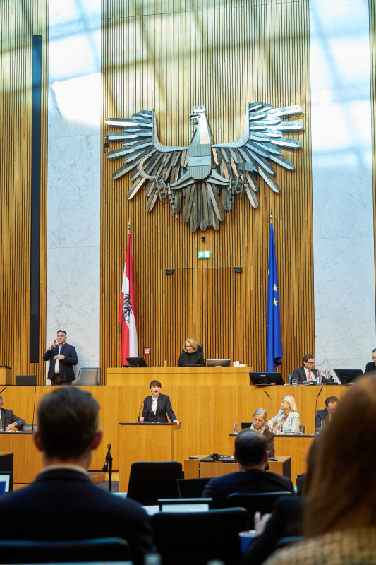 Am Redner:innenpult Nationalratsabgeordnete Sigrid Maurer (GRÜN)