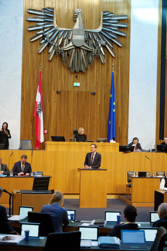 Am Redner:innenpult Nationalratsabgeordneter Kai Jan Krainer (SPÖ)