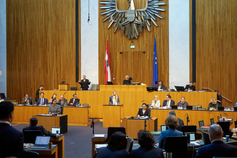 Am Redner:innenpult Nationalratsabgeordnete Juliane Bogner-Strauß (ÖVP)