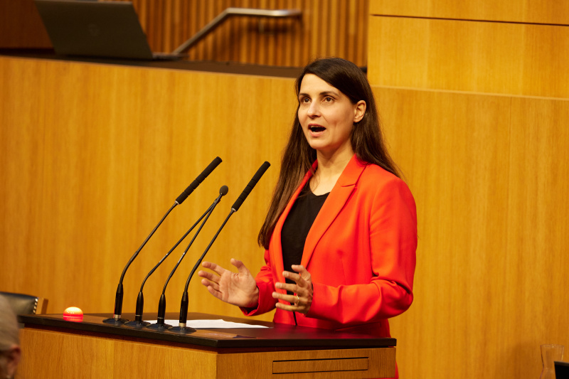 Am Redner:innenpult Nationalratsabgeordnete Meri Disoski (GRÜNE)