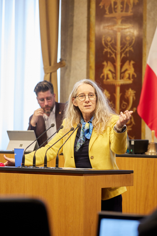 Am Redner:innenpult Bundesrätin Simone Jagl (GRÜNE)
