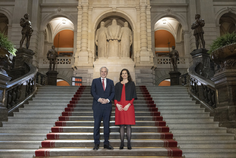 Von links: Nationalratspräsident Walter Rosenkranz (FPÖ), Schweizer Nationalratspräsidentin Maja Riniker