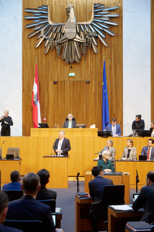 Am Redner:innenpult: Nationalratsabgeordneter Werner Kogler (GRÜNE)