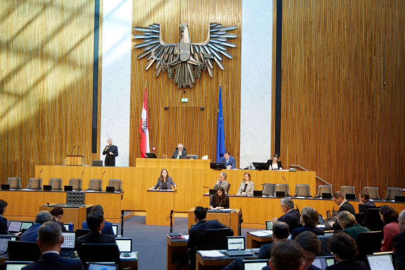 Am Redner:innenpult: Nationalratsabgeordnete Julia Elisabeth Herr (SPÖ)