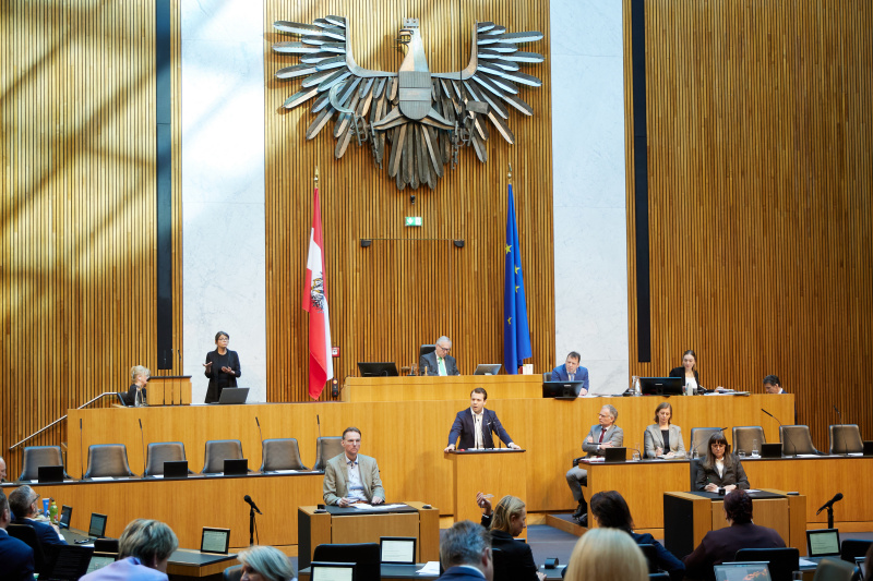 Am Redner:innenpult: Nationalratsabgeordneter Maximilian Weinzierl (FPÖ)