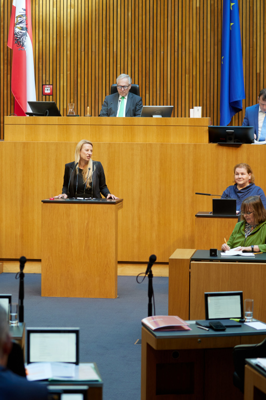 Am Redner:innenpult: Nationalratsabgeordnete Juliane Bogner-Strauß (ÖVP)